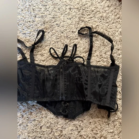 Mesh Lace Up Underbust Corset - Picture 3 of 4